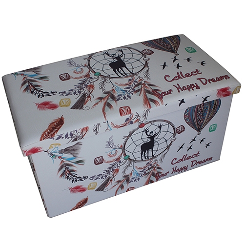 Opberg zitbank opvouwbaar "dream catcher"; mdf en kunstleer