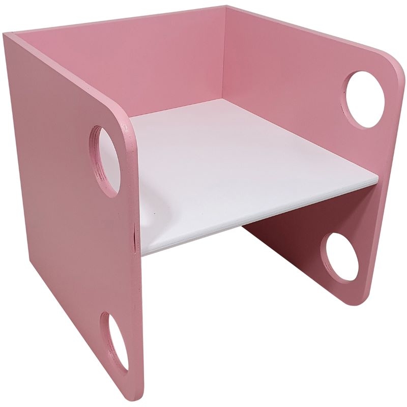 Kubusstoel roze met witte zitting; 12 MM AANBIEDING