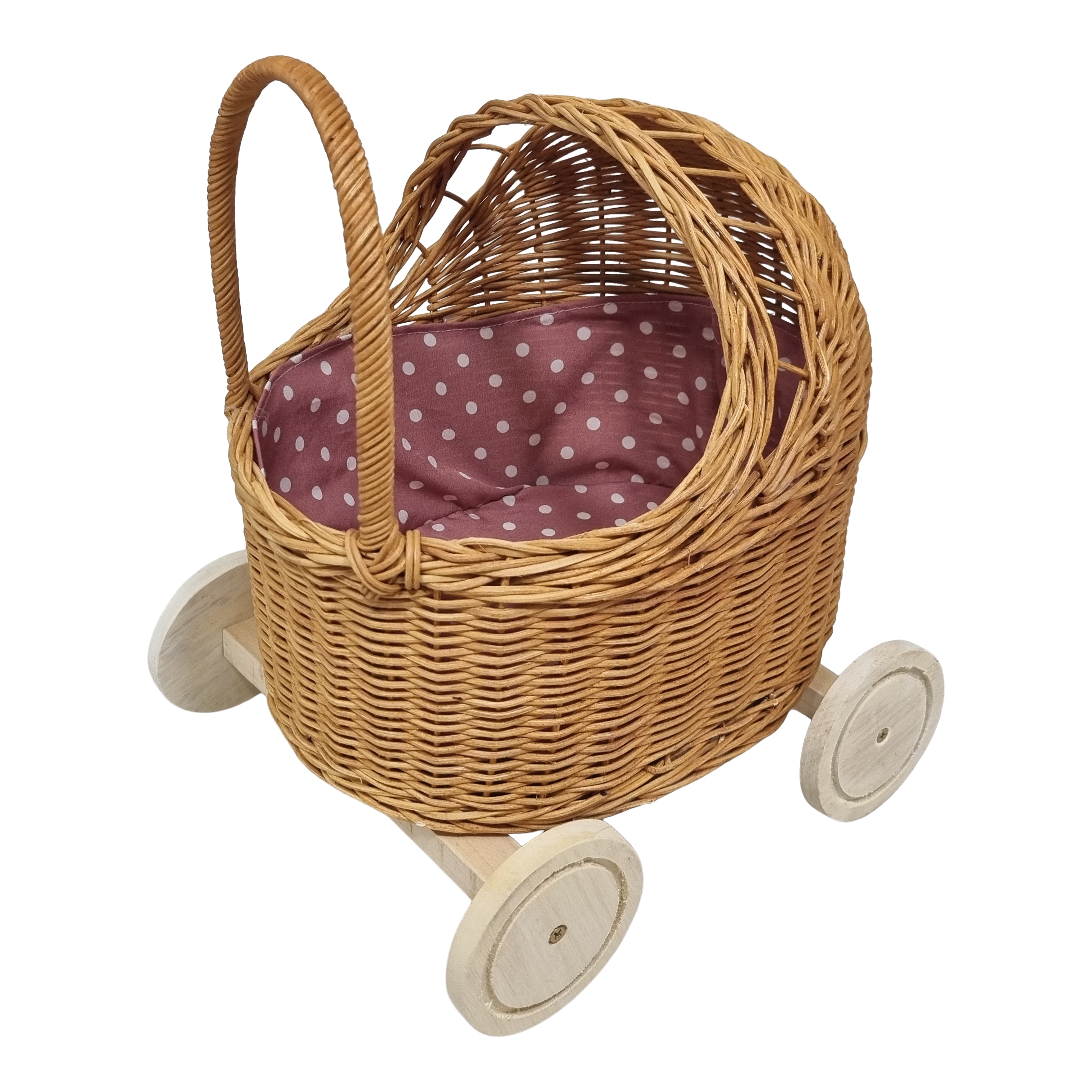 Mini Rieten Poppenwagen inclusief bekleding Aanbieding