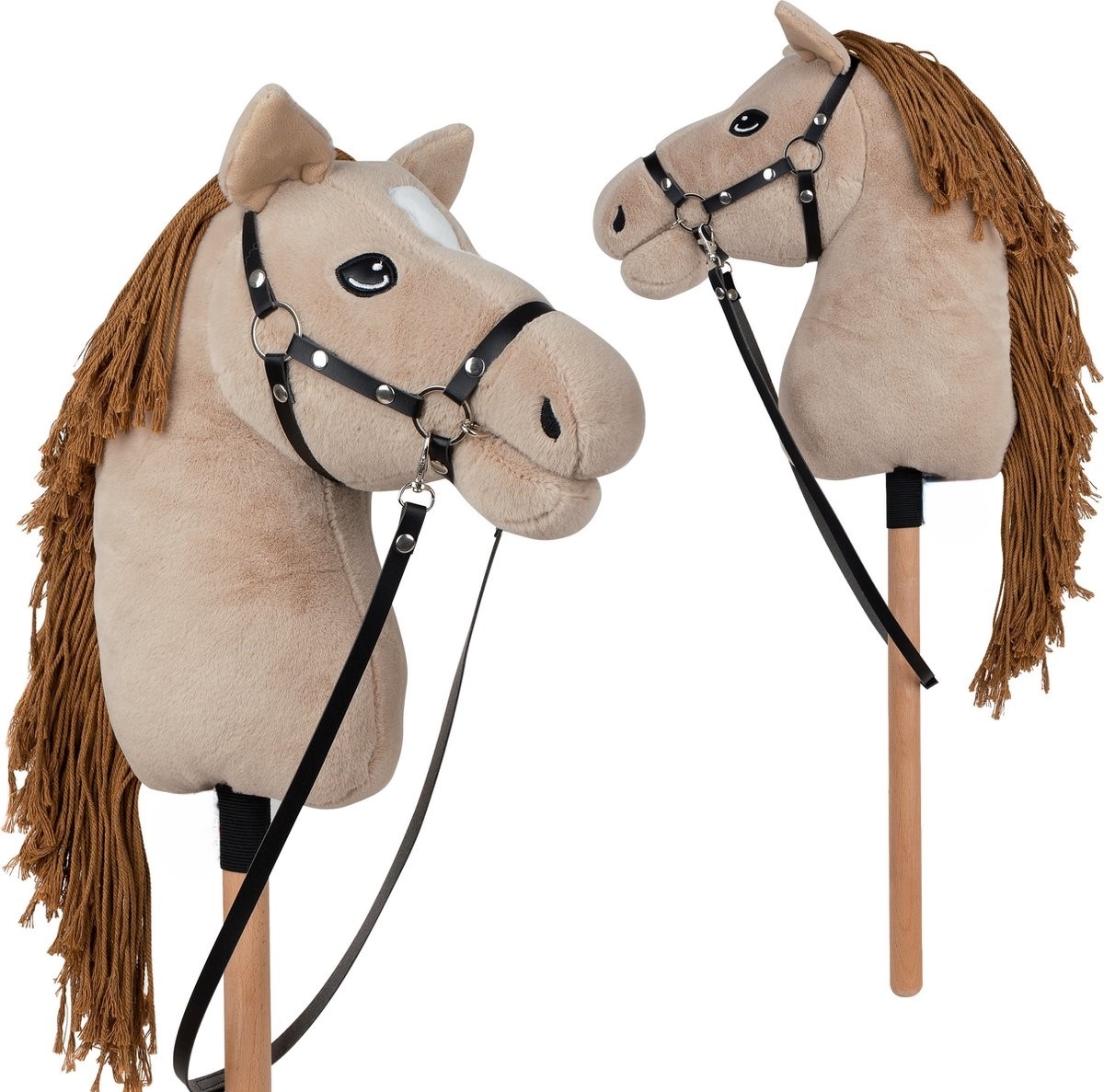 Stokpaard met halster voor hobby horsing zonder geluid